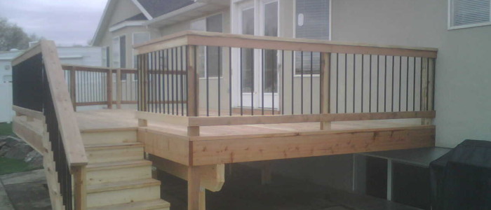 Redwood Deck with Metal Balustrade